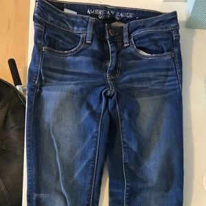 american eagle dark blue skinny jeans